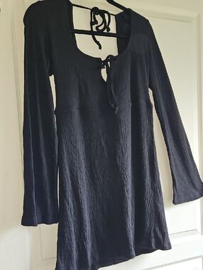 NWT FP Beach  Black Boho Long Sleeve Dress